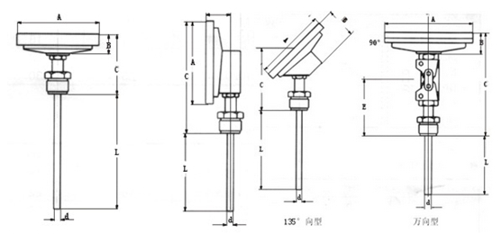 雙金屬溫度計(jì)安裝形式